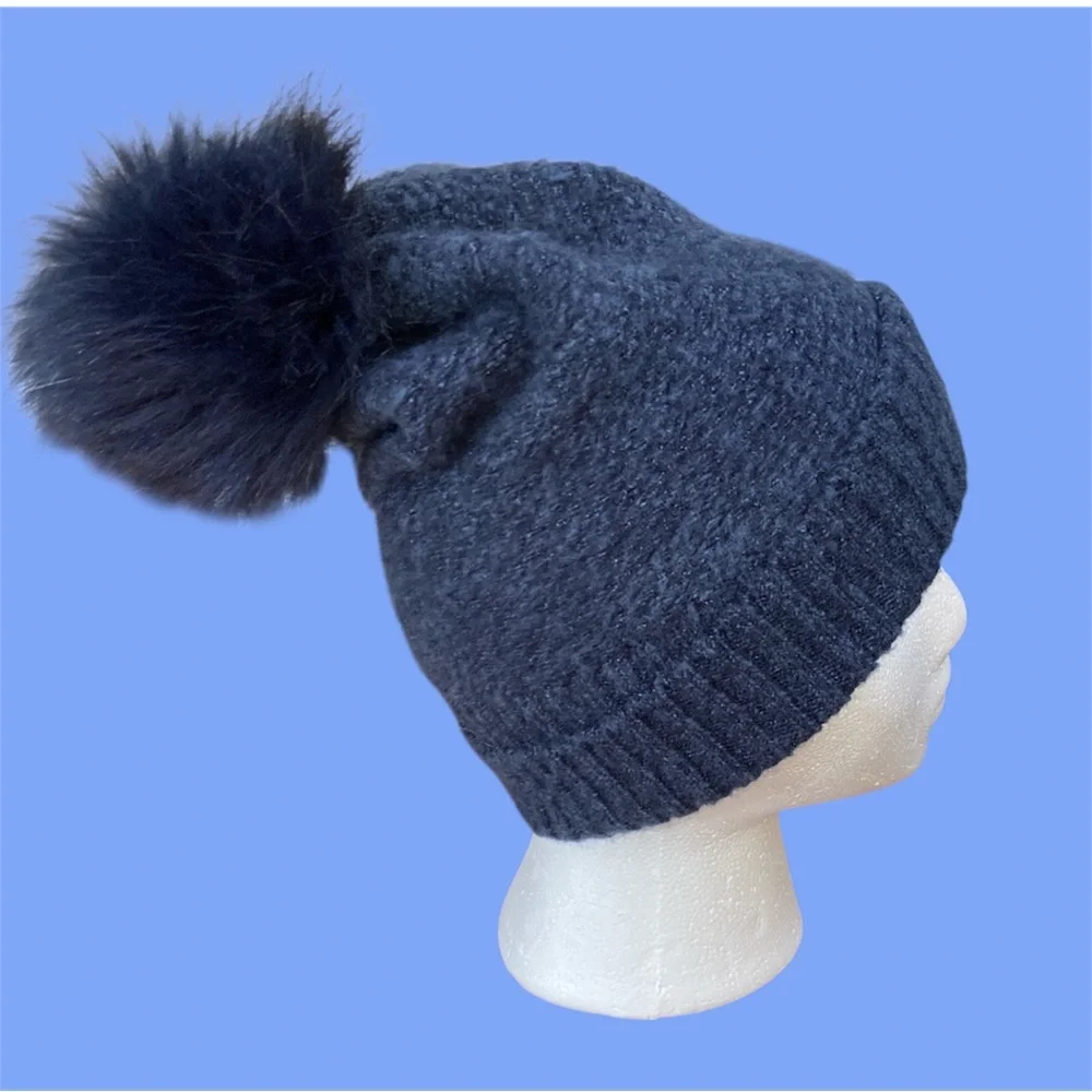 Calia by Carrie Underwood Blue Pom Pom Winter Hat EUC
